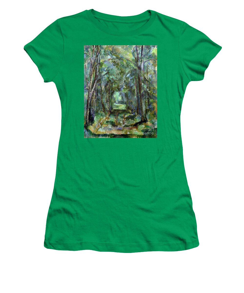 Avenue Women's T-Shirt featuring the painting Avenue at Chantilly by Paul Cezanne