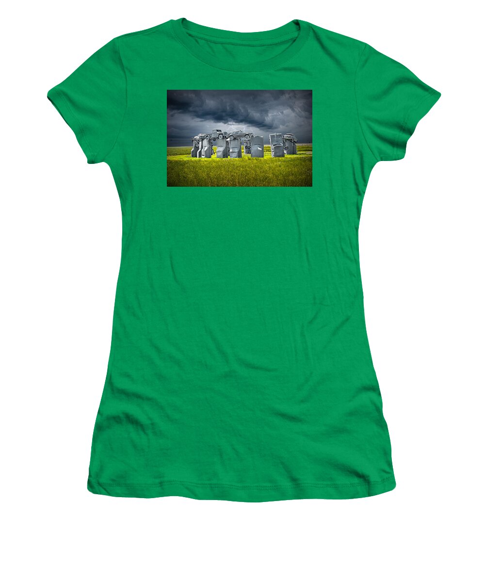 Landscape Women's T-Shirt featuring the photograph Car Henge in Alliance Nebraska after England's Stonehenge by Randall Nyhof