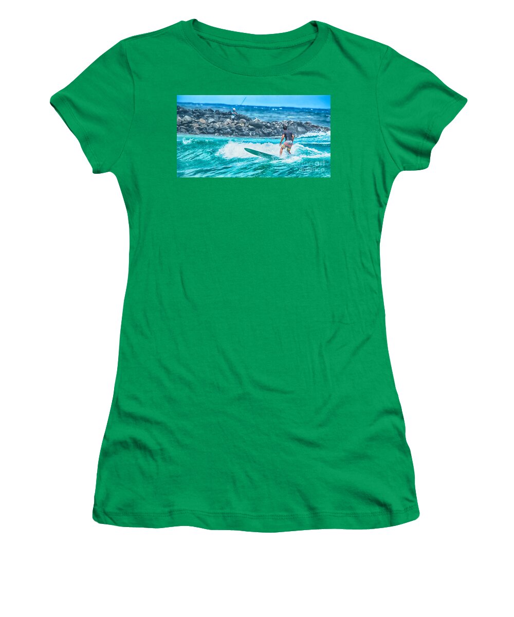Beach Women's T-Shirt featuring the photograph Catch Anything? by Eye Olating Images