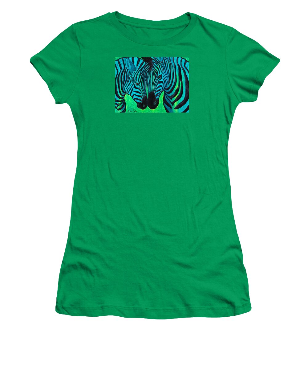 Acrylic Women's T-Shirt featuring the painting Changing Stripes #2 by Dede Koll