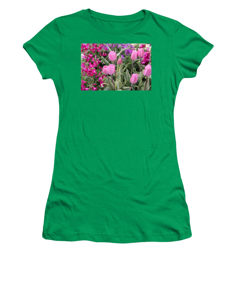 Flowers Women's T-Shirt featuring the photograph Close Up Mixed Planter by Allen Nice-Webb