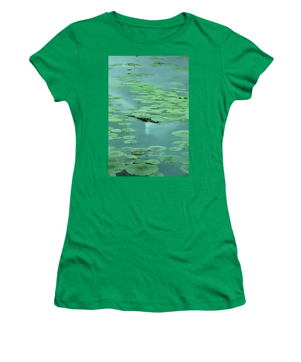 Alligator Women's T-Shirt featuring the painting Cumberland Resident by Mike Brown