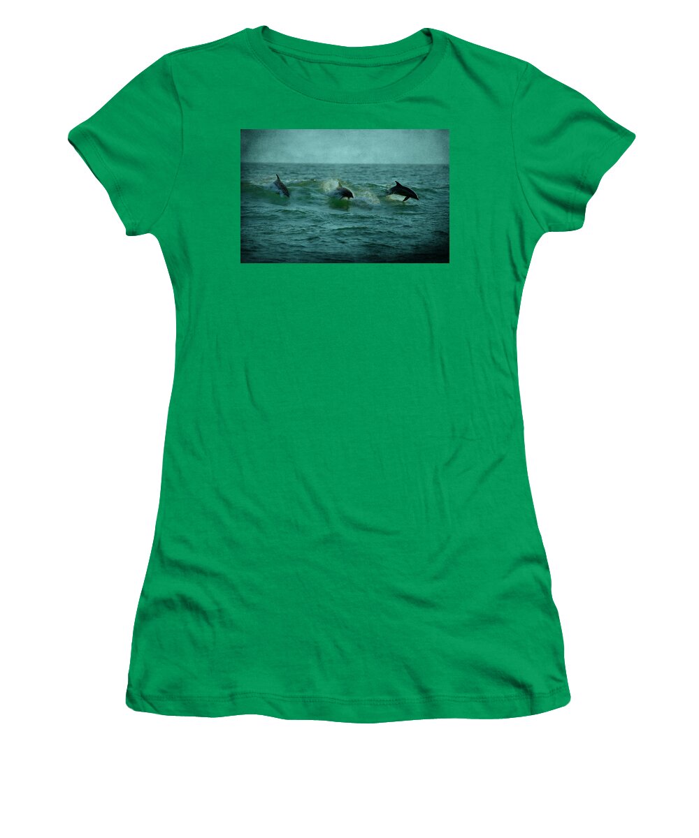 Dolphins Women's T-Shirt featuring the photograph Dolphins by Sandy Keeton