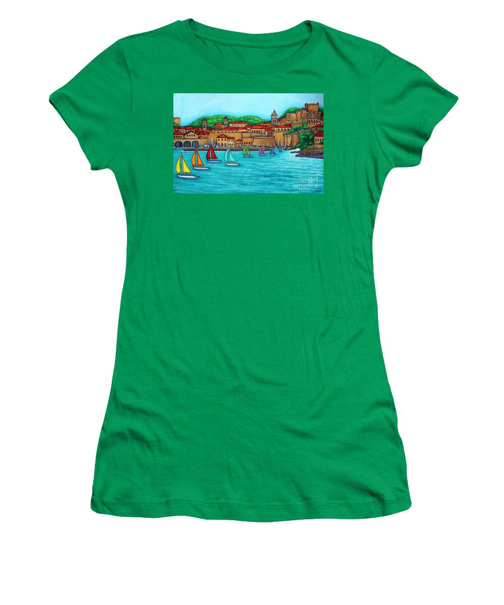 Dubrovnik Women's T-Shirt featuring the painting Dubrovnik Regatta by Lisa Lorenz