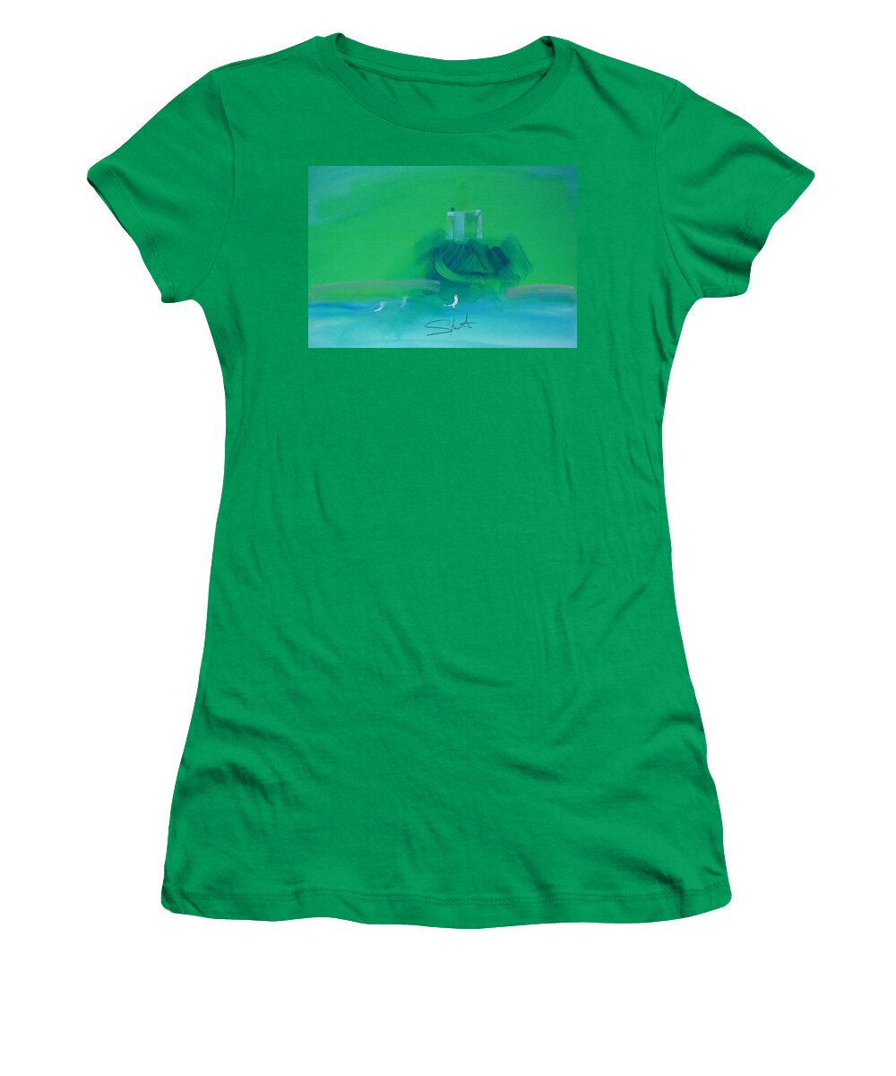 Fishing Boat Women's T-Shirt featuring the painting Fishing Boat with Seagulls by Charles Stuart