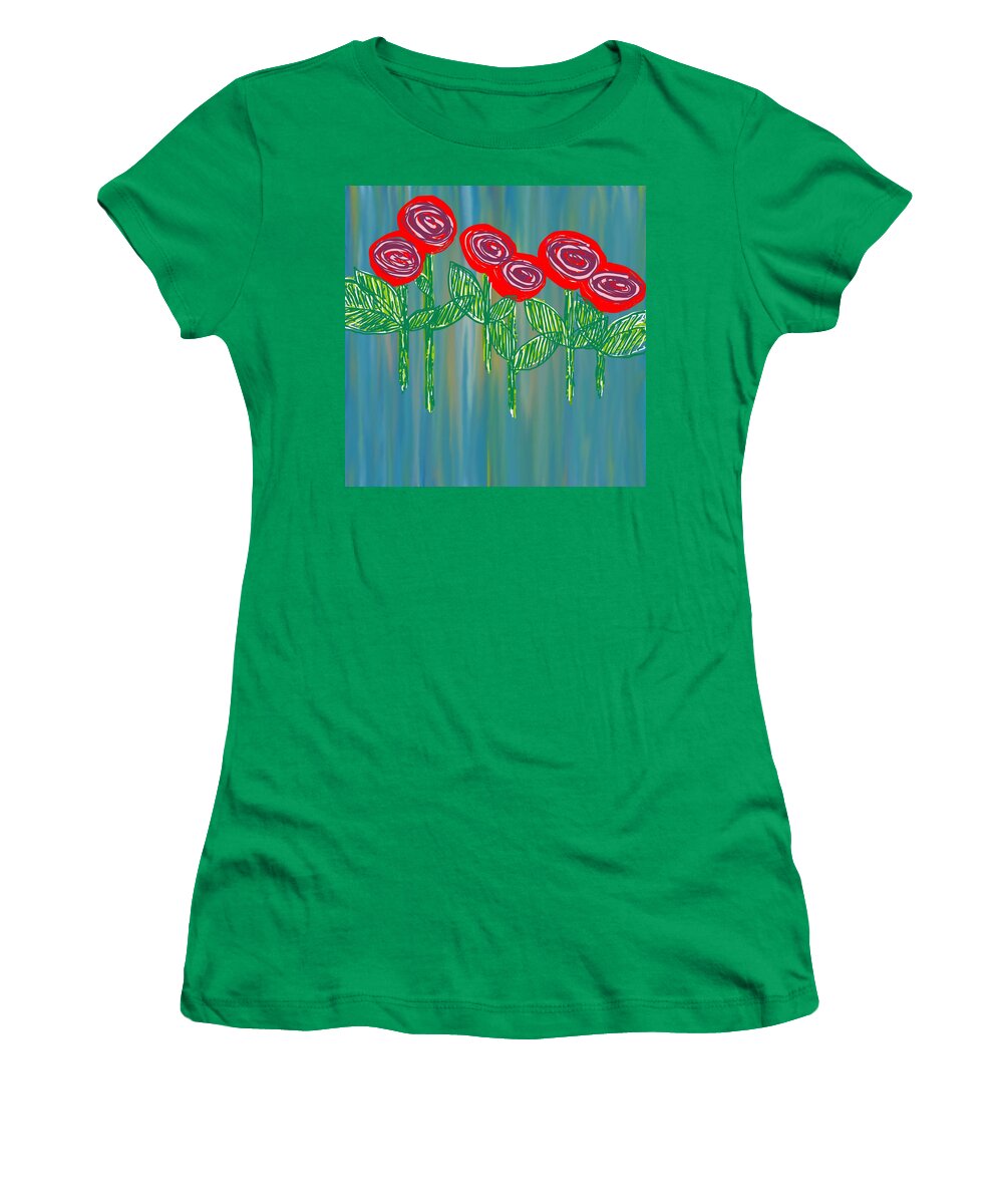 Abstract Women's T-Shirt featuring the photograph Floating Roses by Charles Brown