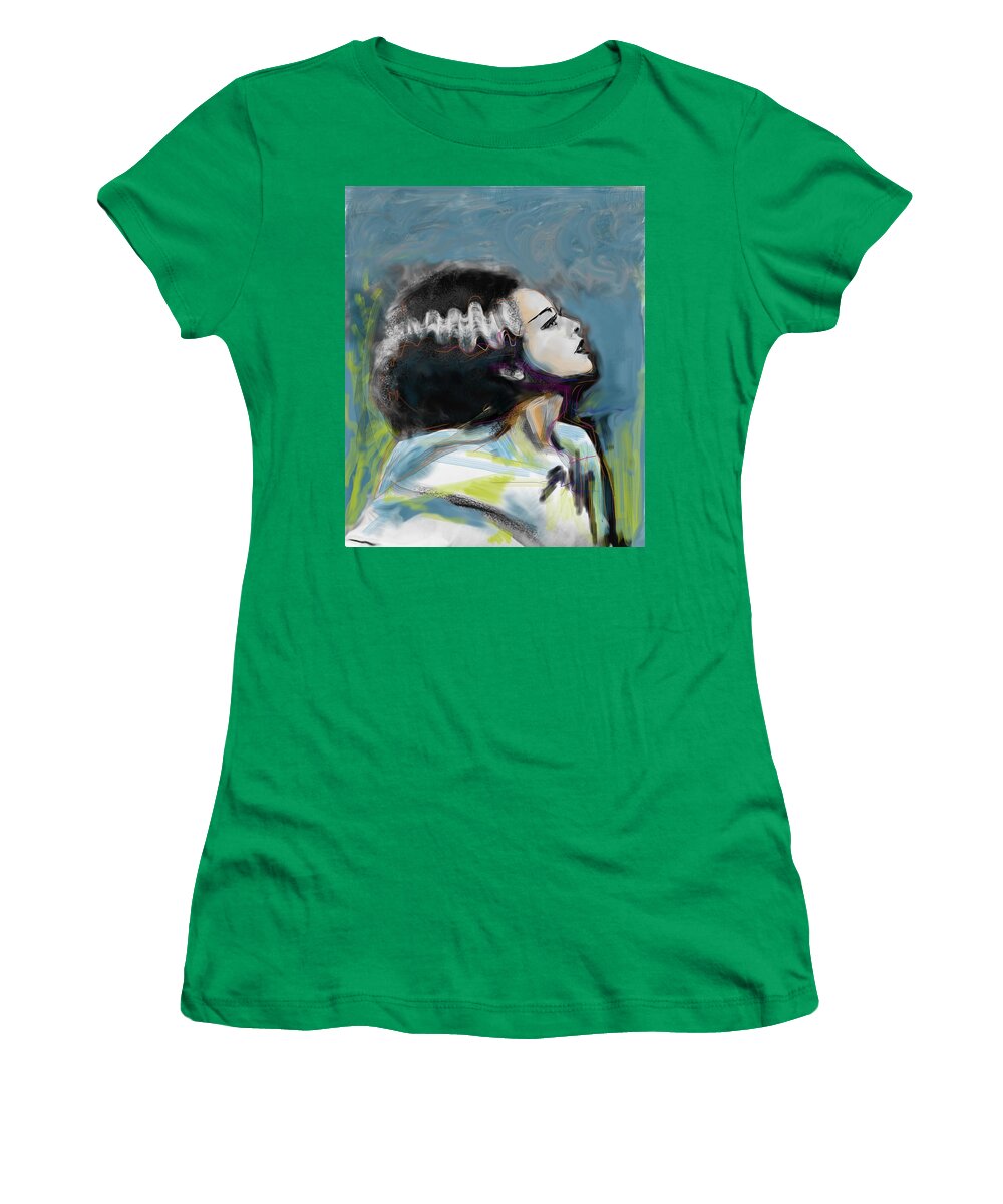 Bride Of Frankenstein Women's T-Shirt featuring the mixed media Frankie's Bride by Russell Pierce
