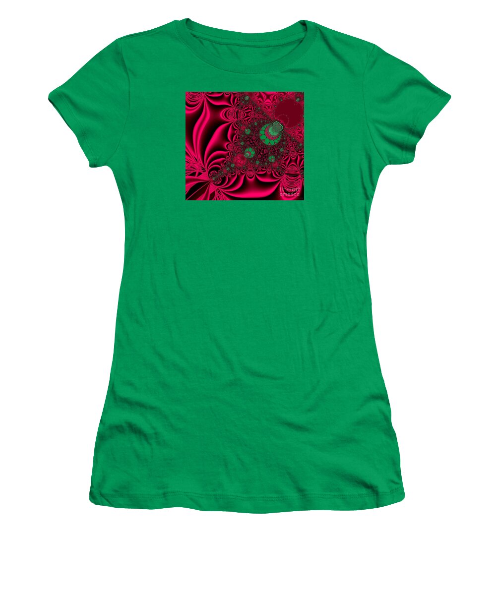Fuchsia Fantasy Women's T-Shirt featuring the digital art Fuchsia Fantasy Fractal 91 by Rose Santuci-Sofranko