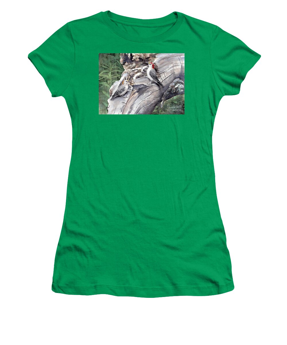 Wildlife Women's T-Shirt featuring the painting Golden-fronted Woodpeckers by Steve Hamlin