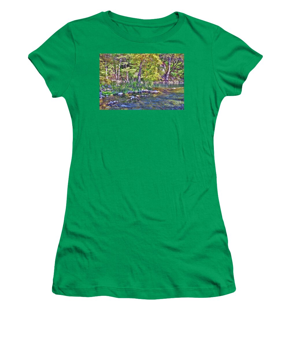Guadalupe River Women's T-Shirt featuring the photograph Guadalupe River, Texas Hill Country by Savannah Gibbs