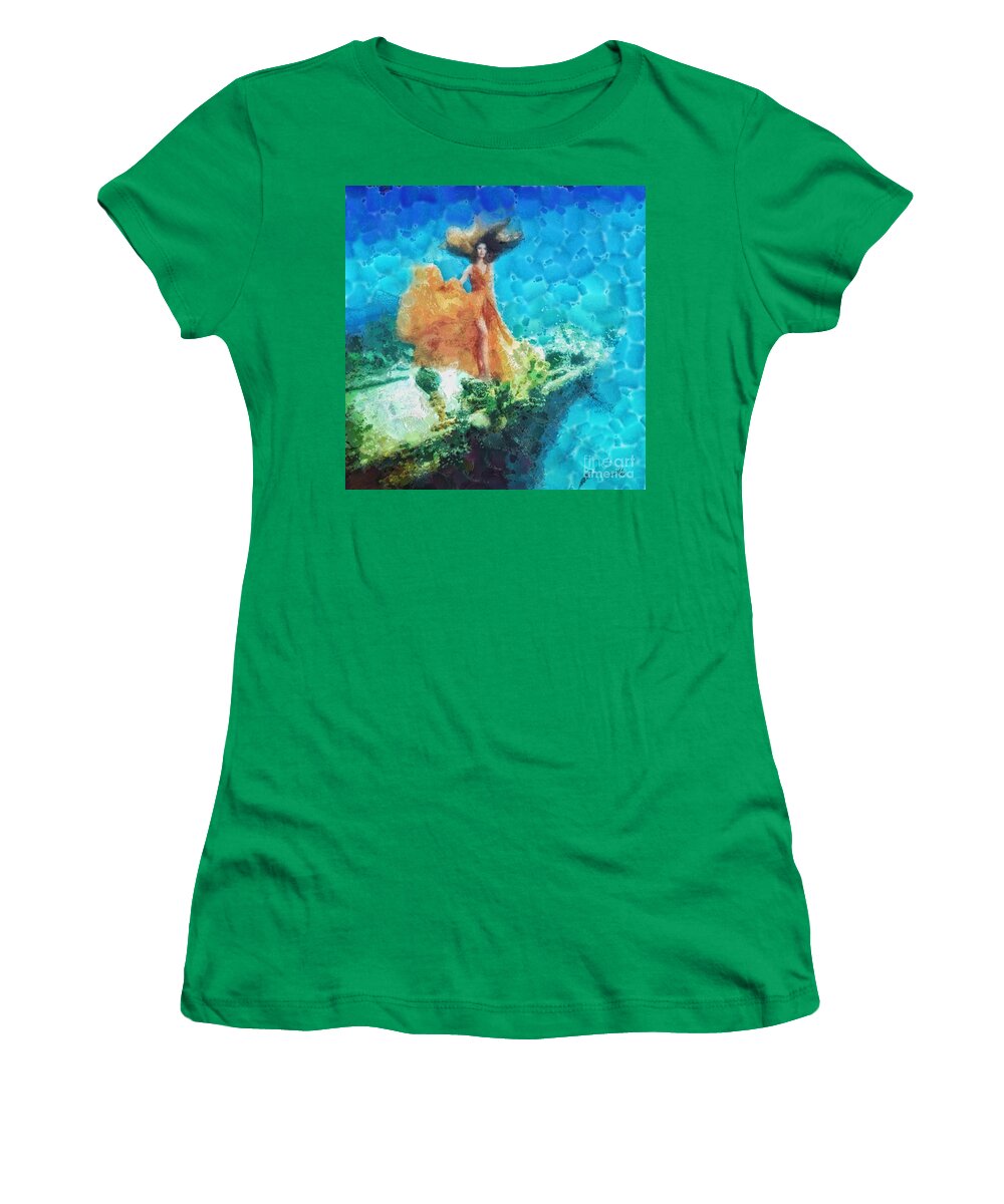 Into Deep Women's T-Shirt featuring the painting Into Deep by Mo T