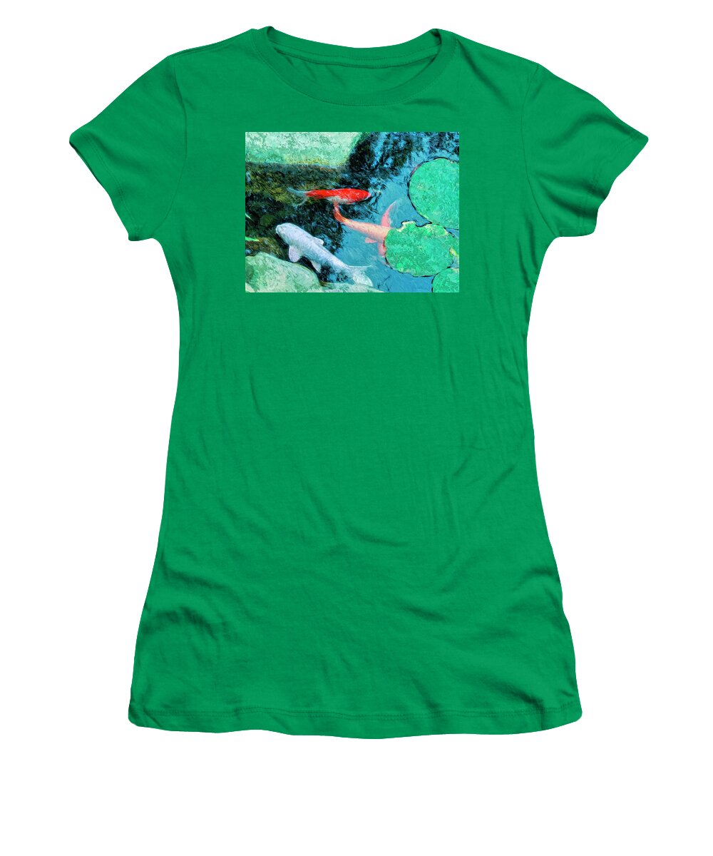 Koi Women's T-Shirt featuring the painting Koi Pond 4 by Dominic Piperata