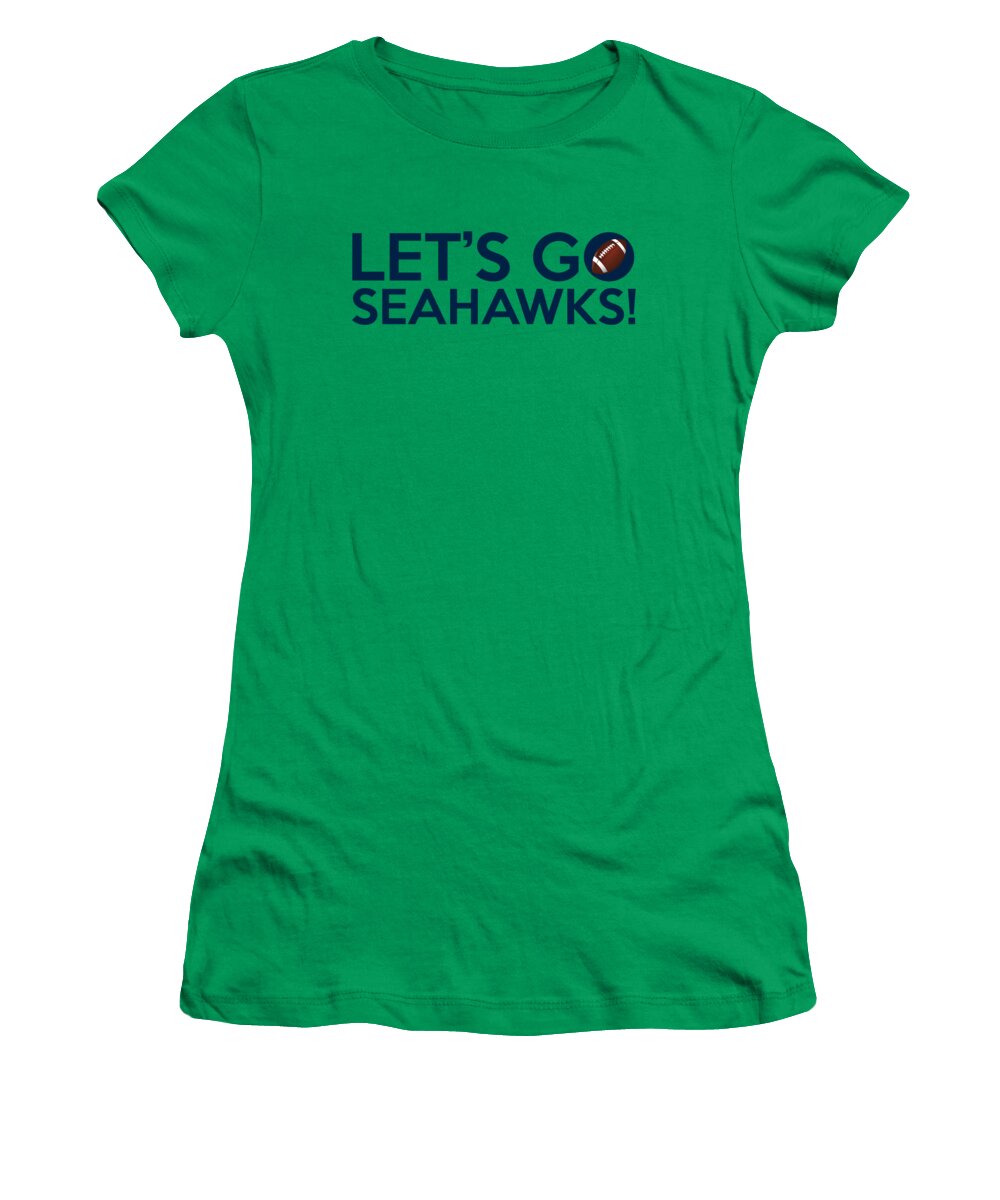 Seattle Seahawks Women's T-Shirt featuring the painting Let's Go Seahawks by Florian Rodarte