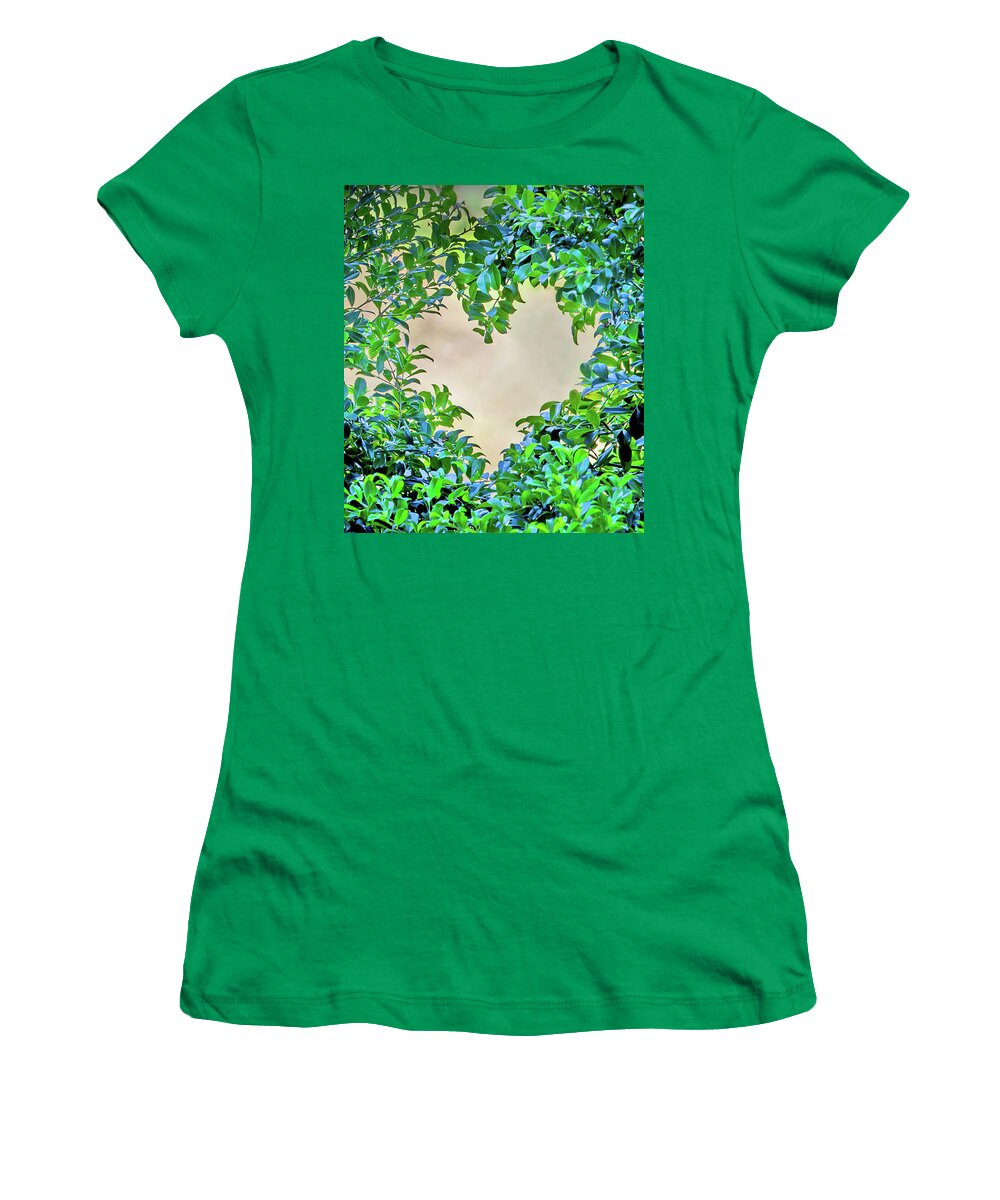 Loveheart Women's T-Shirt featuring the photograph Love Leaves by Az Jackson