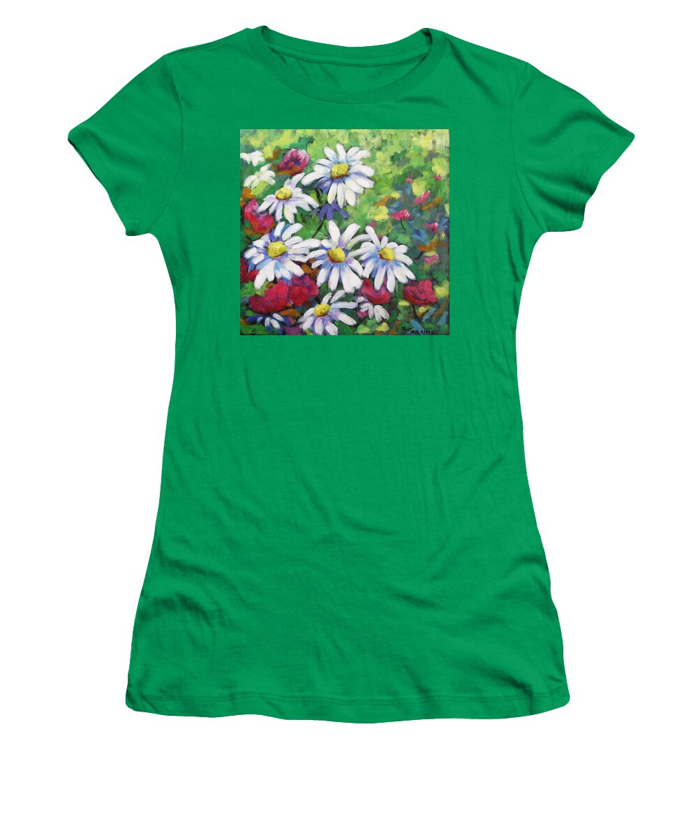 Fleurs Women's T-Shirt featuring the painting Marguerites 001 by Richard T Pranke