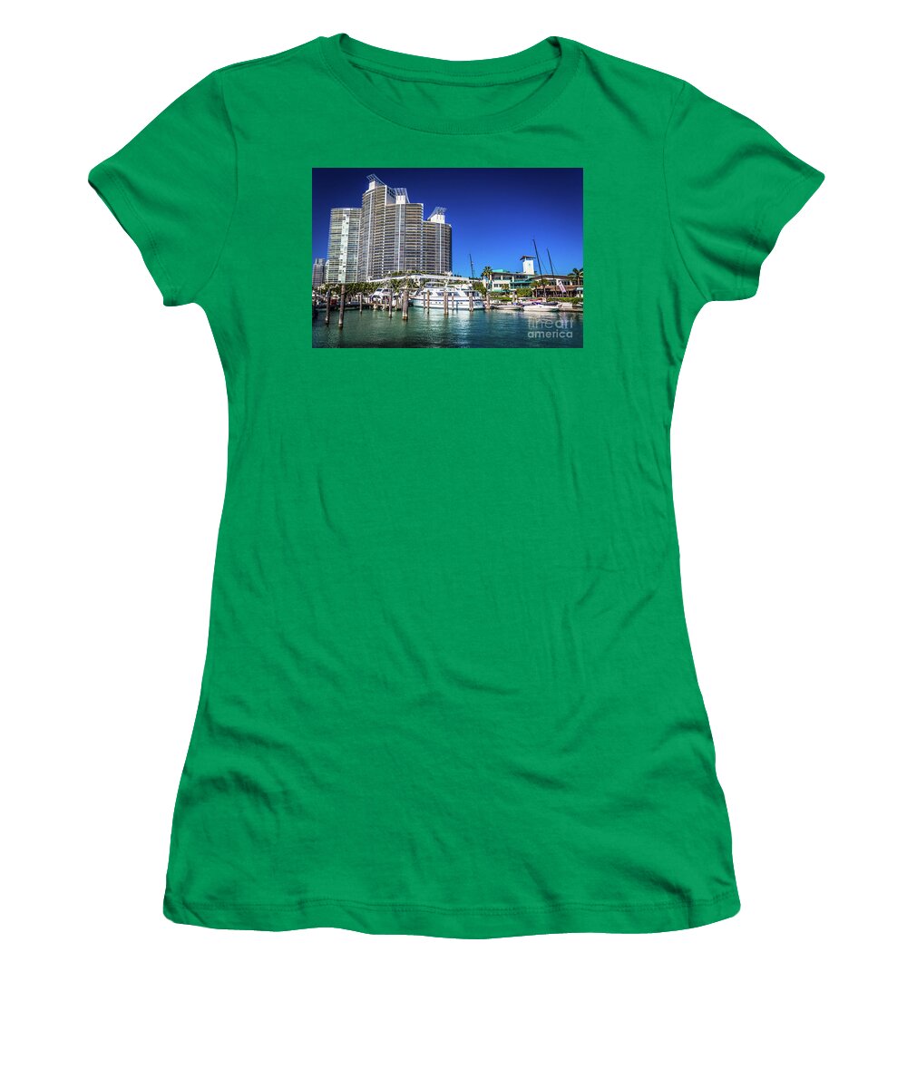 Miami Women's T-Shirt featuring the photograph Luxury Yachts Artwork 4573 by Carlos Diaz