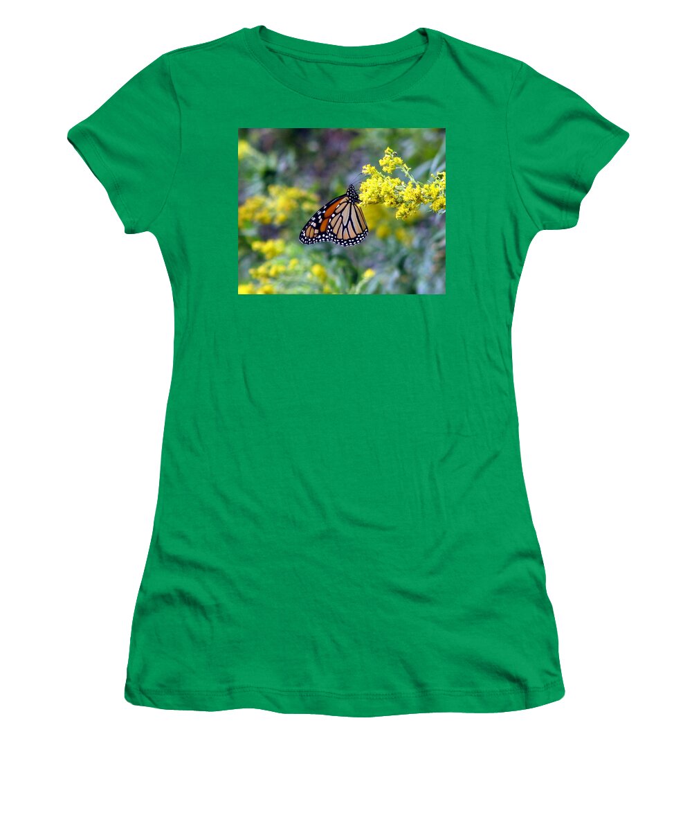 Monarch Women's T-Shirt featuring the photograph Monarch on Goldenrod 1 by George Jones