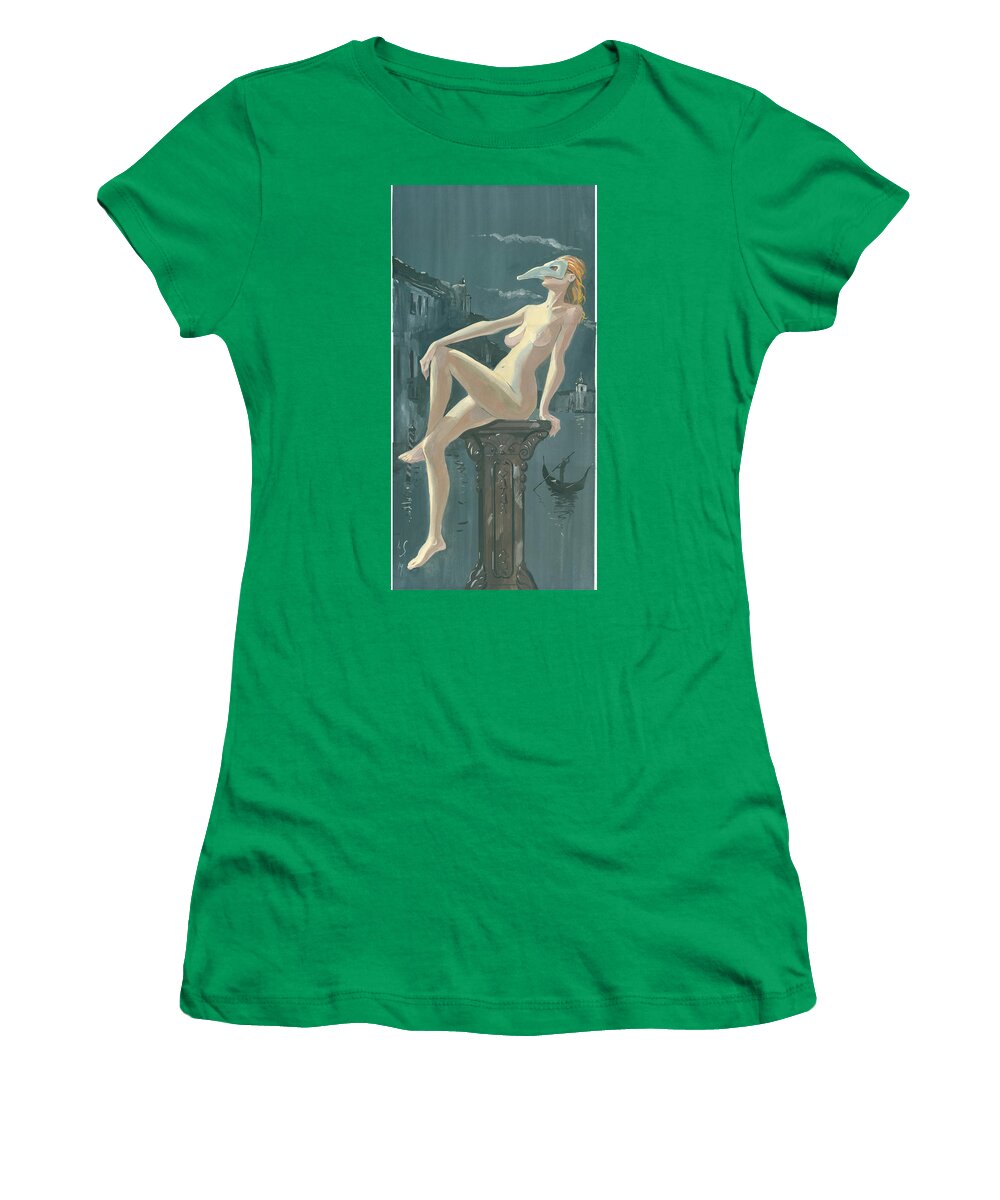 Painting Women's T-Shirt featuring the painting Night in Venice 1 by Igor Sakurov