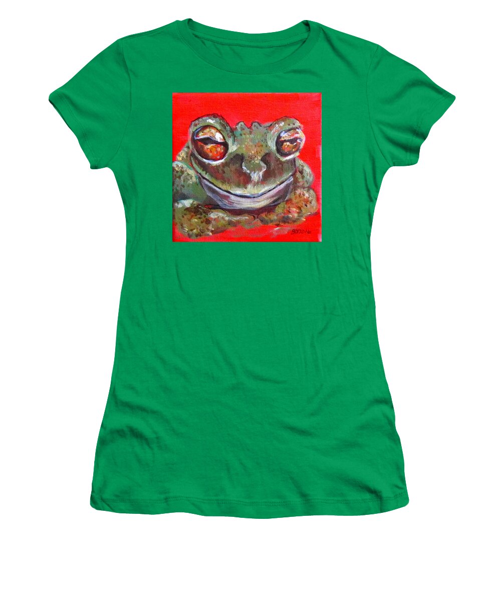 Frog Women's T-Shirt featuring the painting Satisfied Froggy by Barbara O'Toole