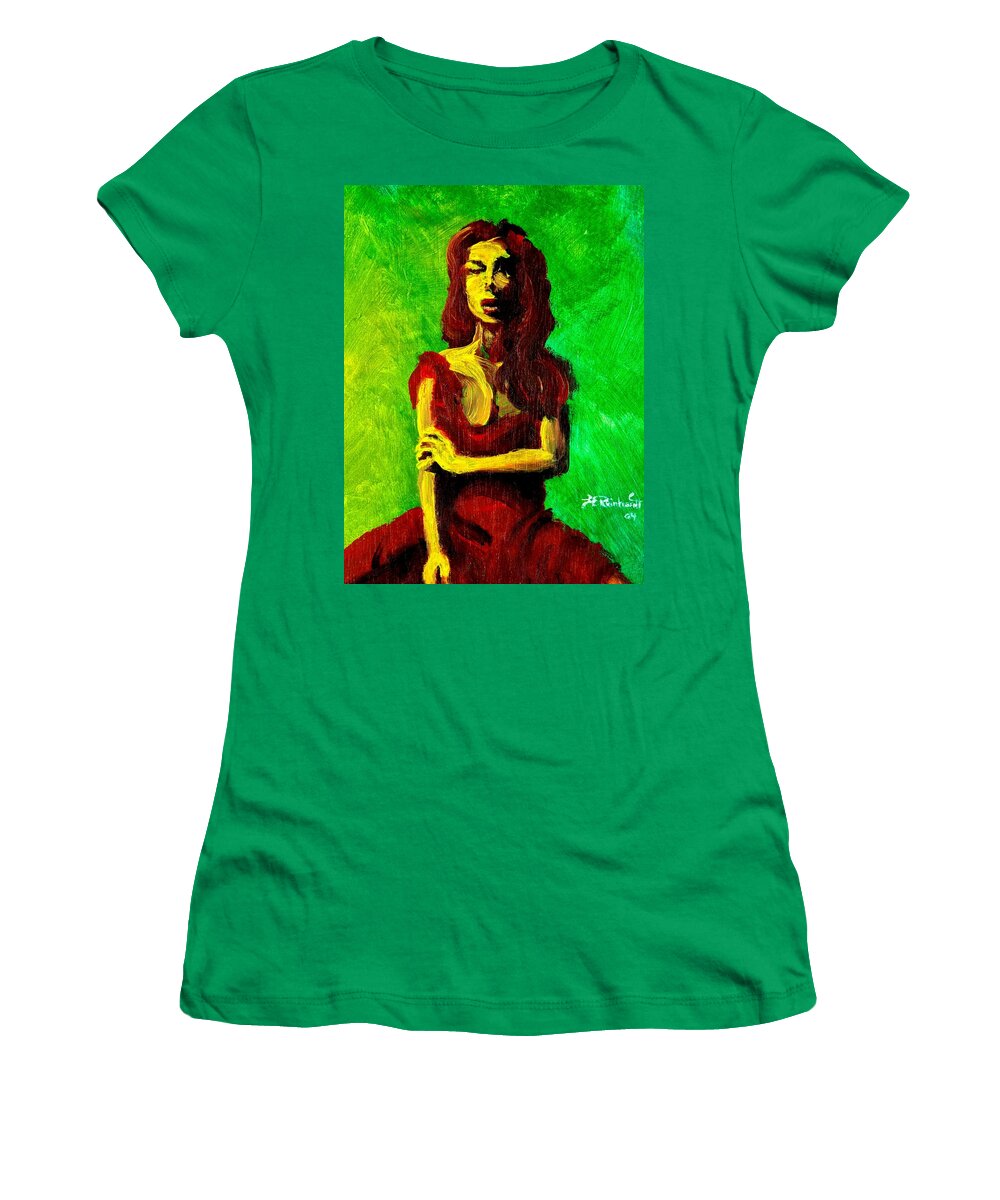 Expressionist Women's T-Shirt featuring the painting Scarlet by Jason Reinhardt