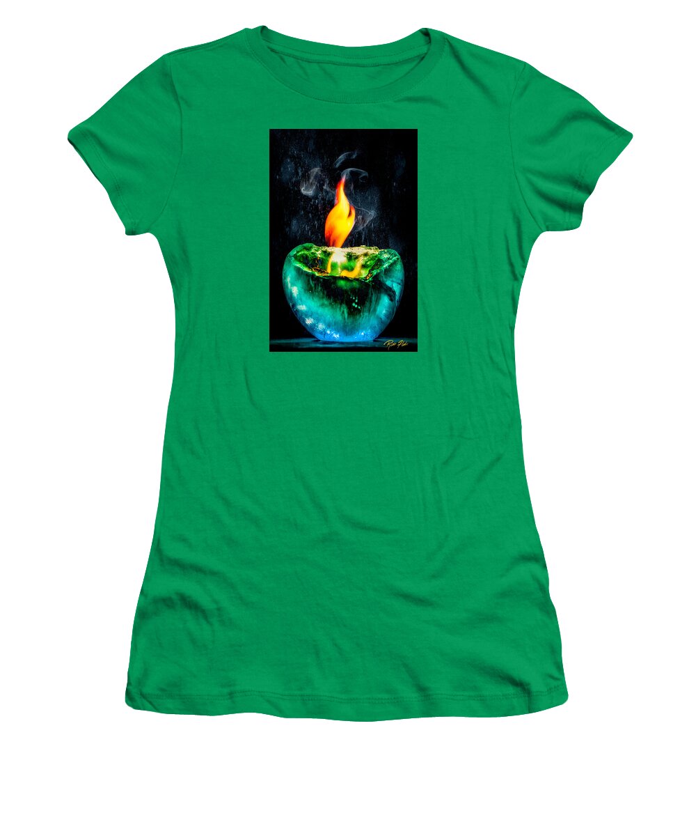 Abstract Women's T-Shirt featuring the photograph The Winter of Fire and Ice by Rikk Flohr