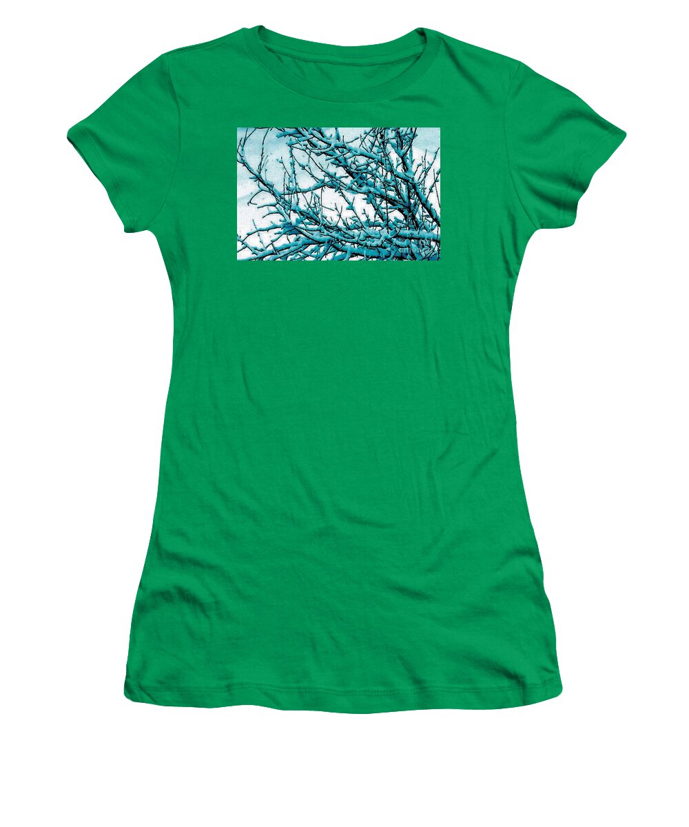 Branch Women's T-Shirt featuring the photograph Vintage Snow Bows by Jennifer Lake