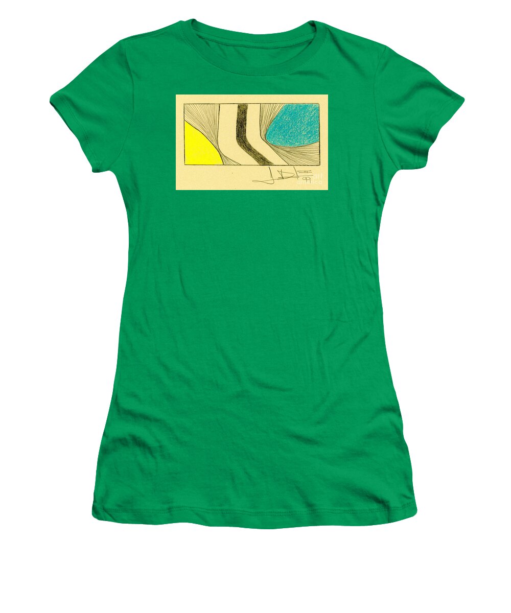 Circles Women's T-Shirt featuring the drawing Waves Yellow Blue by George D Gordon III