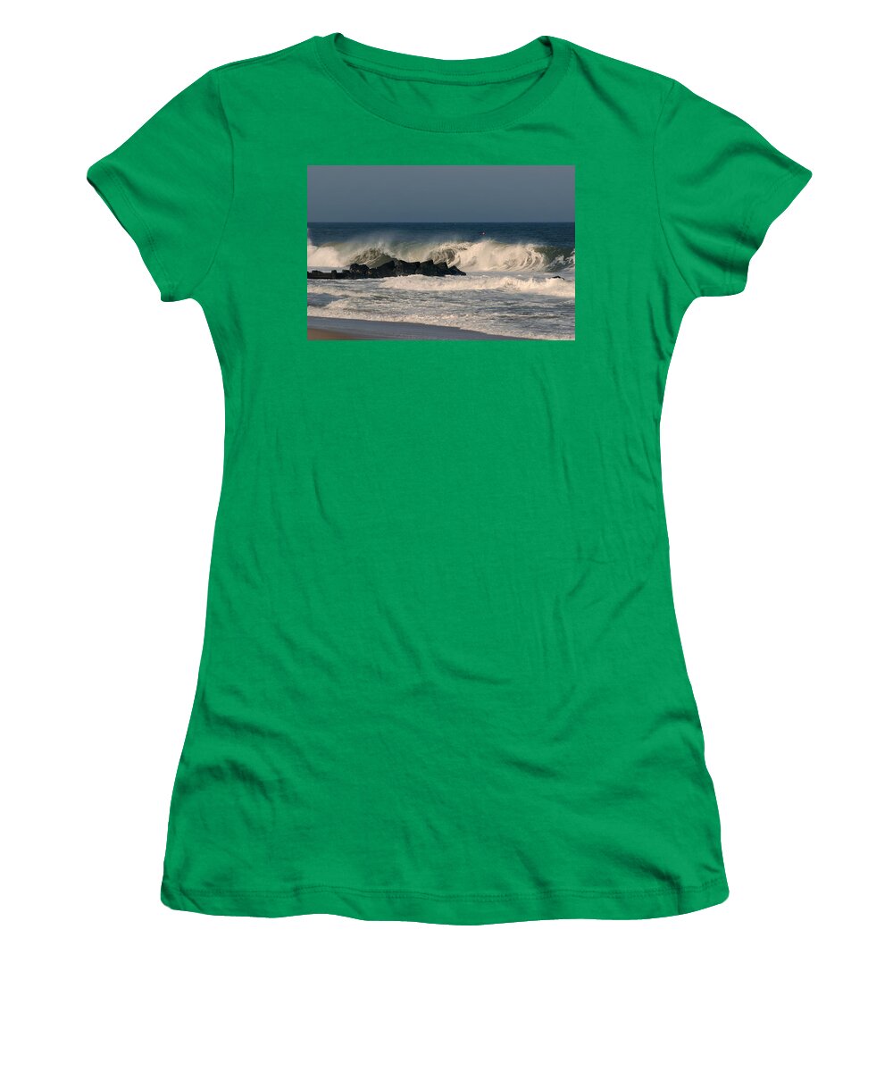 Jersey Shore Women's T-Shirt featuring the photograph When the Ocean Speaks - Jersey Shore by Angie Tirado