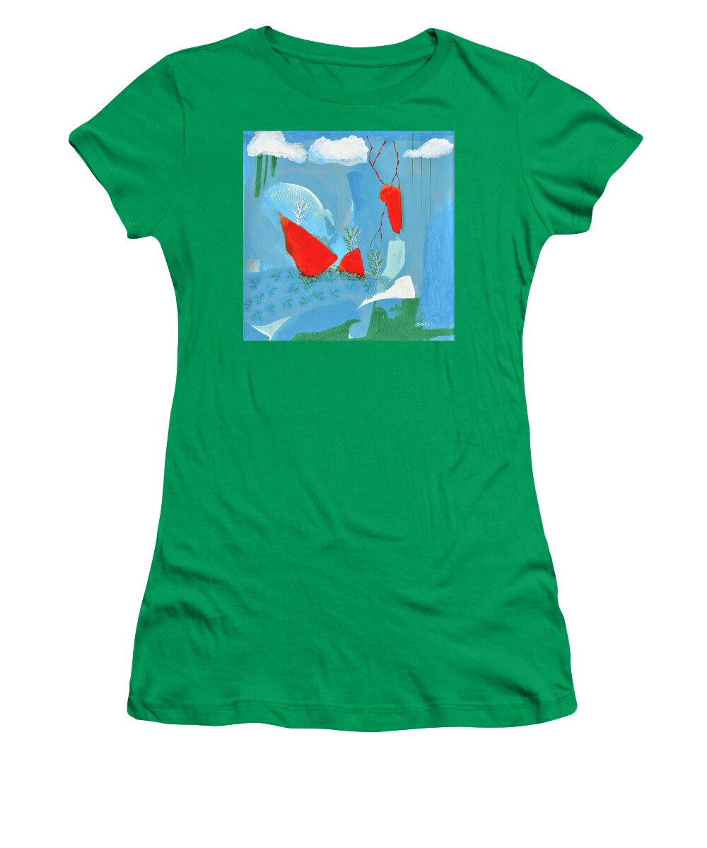 Contemporary Women's T-Shirt featuring the mixed media Winter Thunder by Donna Blackhall