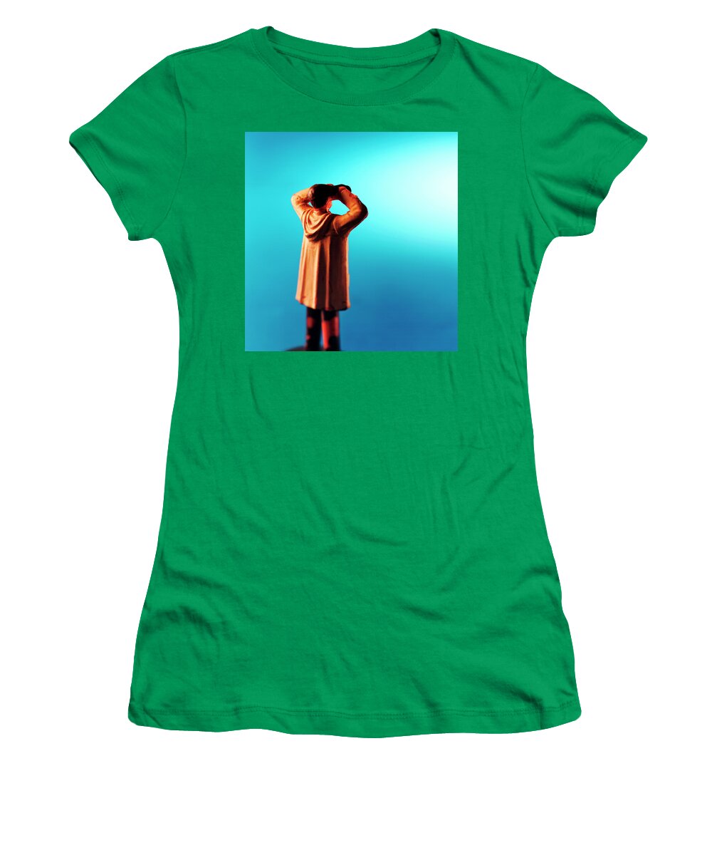 Adult Women's T-Shirt featuring the drawing Person Looking Through Binoculars by CSA Images