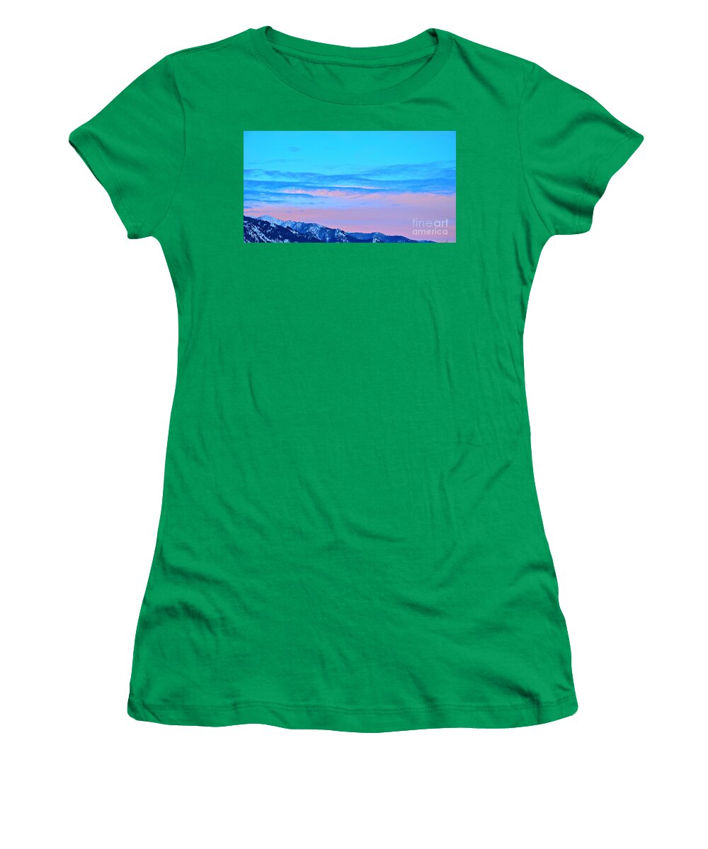 Sunset Women's T-Shirt featuring the photograph Shades of Blue by Dorrene BrownButterfield
