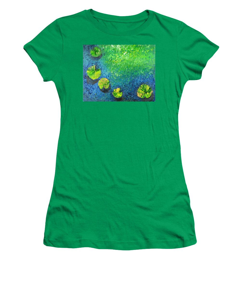 Shadow Women's T-Shirt featuring the painting Shadow on water by Chiara Magni