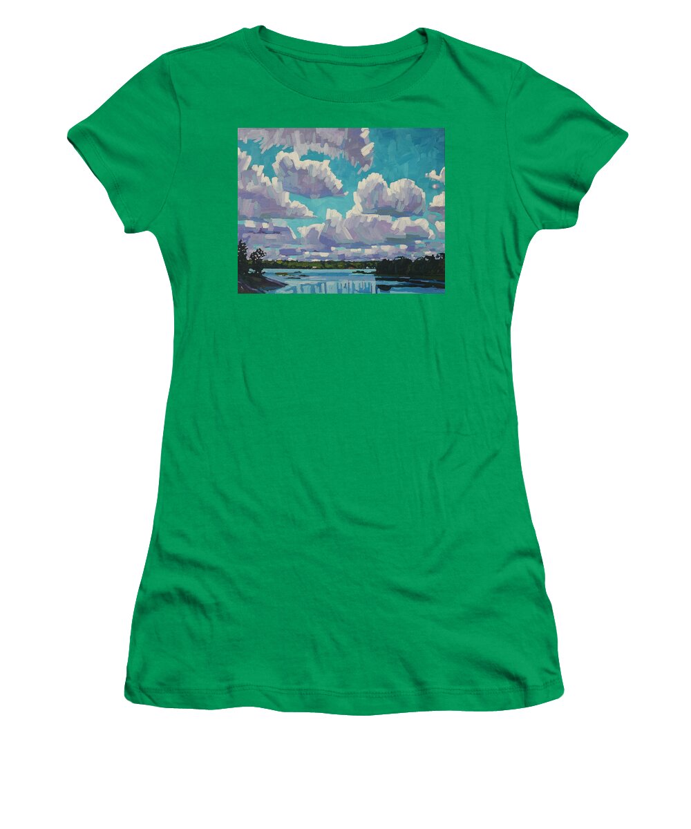 2277 Women's T-Shirt featuring the painting Singleton Summer Clouds by Phil Chadwick