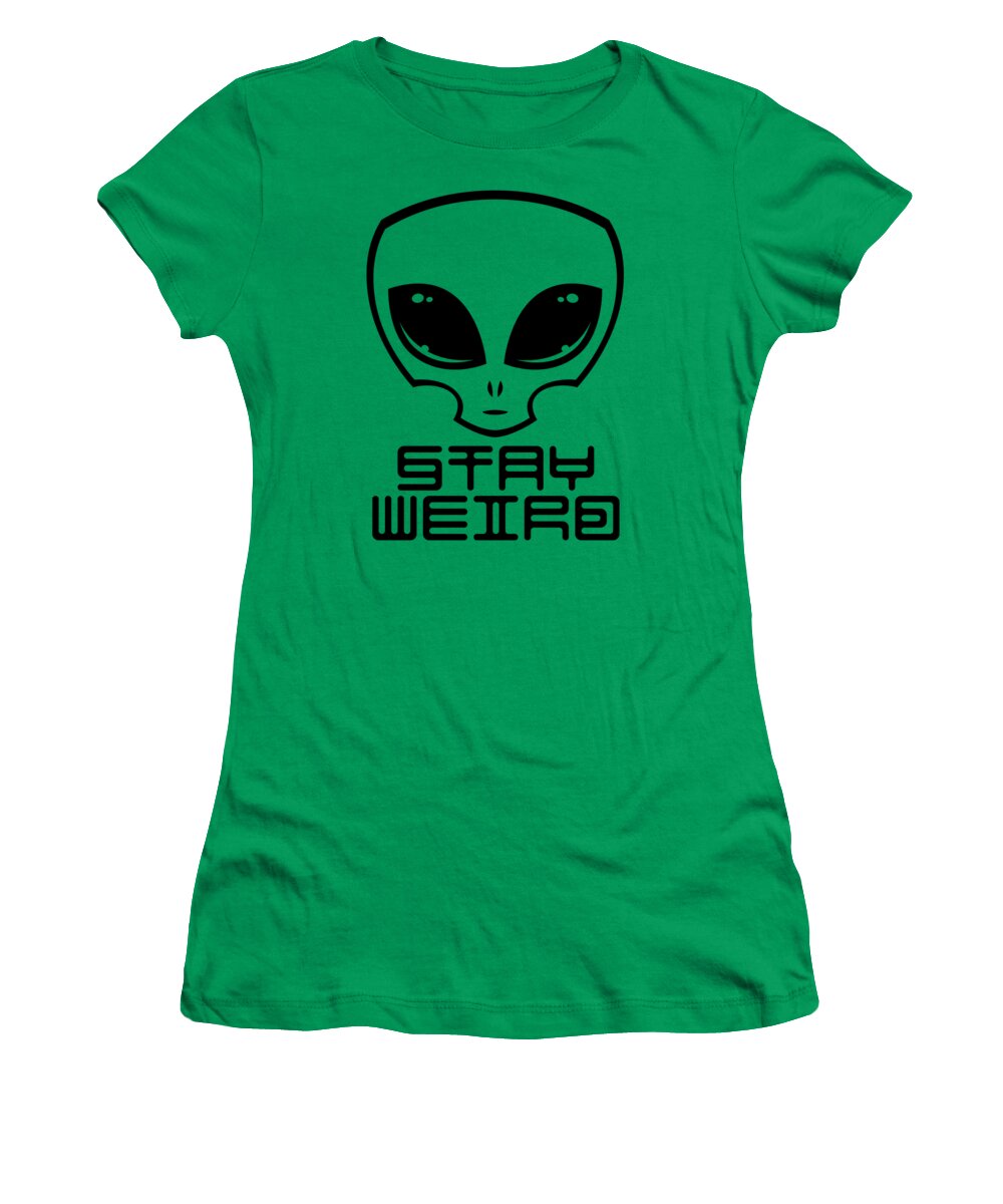 Alien Women's T-Shirt featuring the digital art Stay Weird Alien Head by John Schwegel