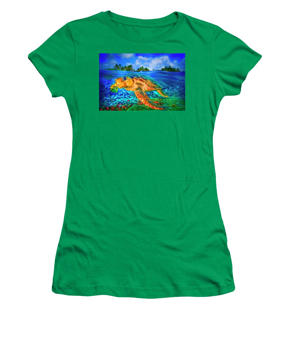 Clouds Women's T-Shirt featuring the photograph Under the Waves Painting by Debra and Dave Vanderlaan