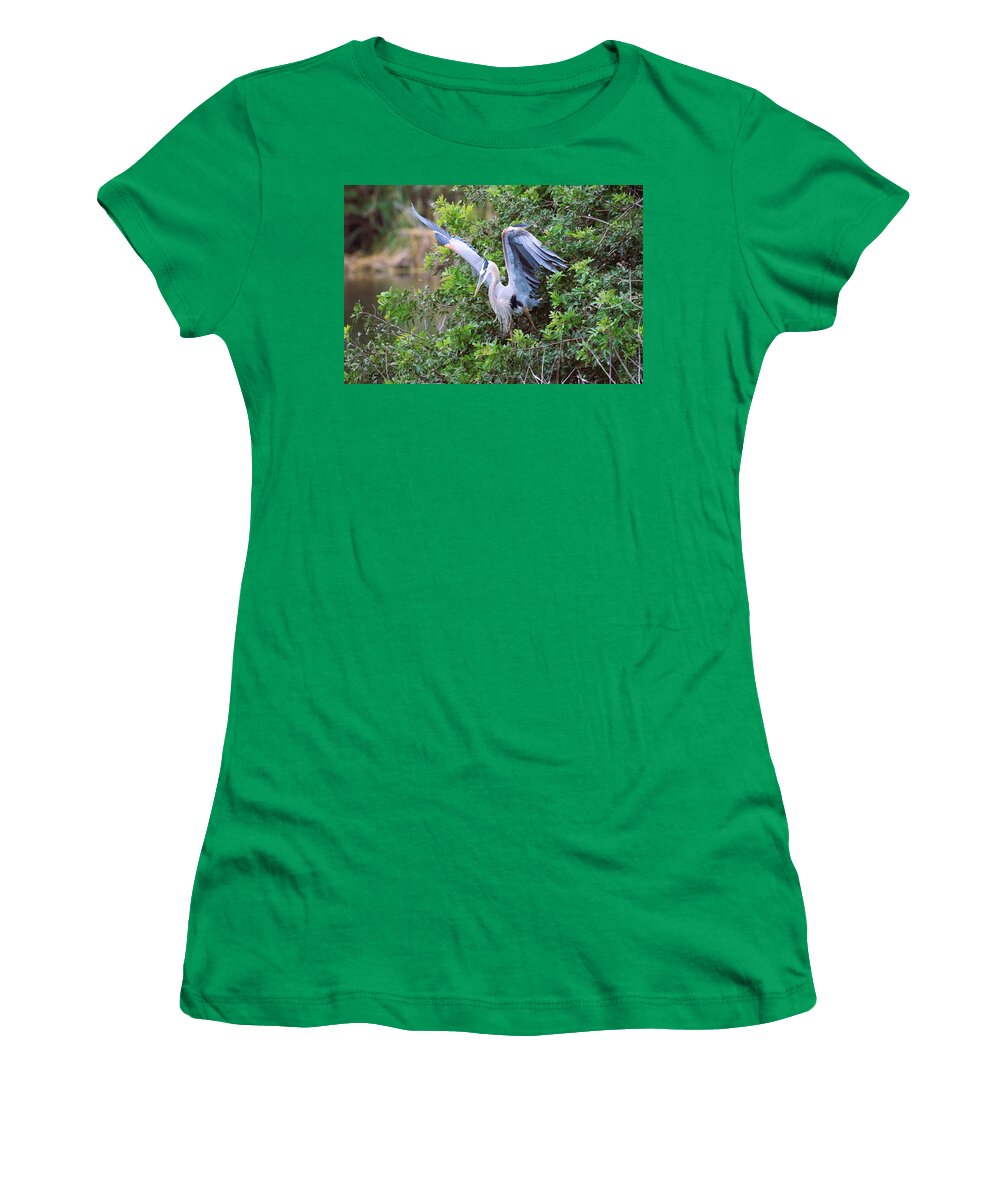 Great Blue Heron Women's T-Shirt featuring the photograph The Workout  #1 by Michiale Schneider