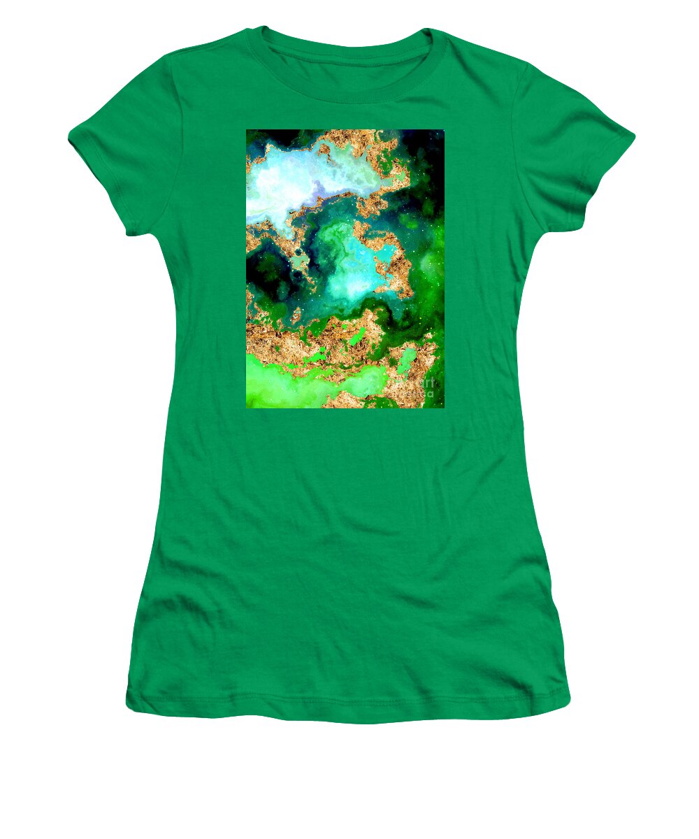 Holyrockarts Women's T-Shirt featuring the mixed media 100 Starry Nebulas in Space Abstract Digital Painting 011 by Holy Rock Design