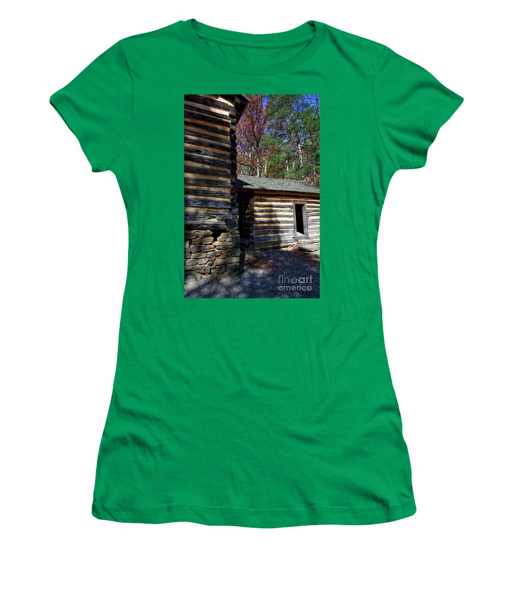 Cades Cove Women's T-Shirt featuring the photograph Vintage Cabin #3 by Phil Perkins