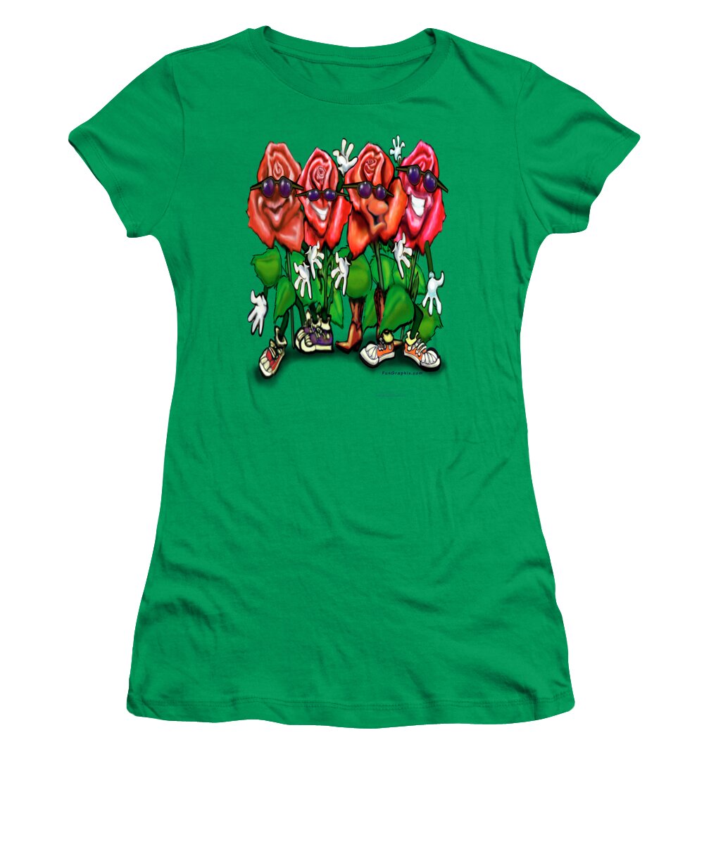 Rose Women's T-Shirt featuring the painting Roses Party by Kevin Middleton