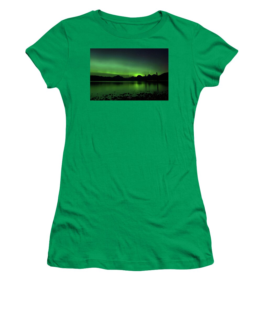  Women's T-Shirt featuring the photograph Aurora Borealis in Landscape by William Boggs