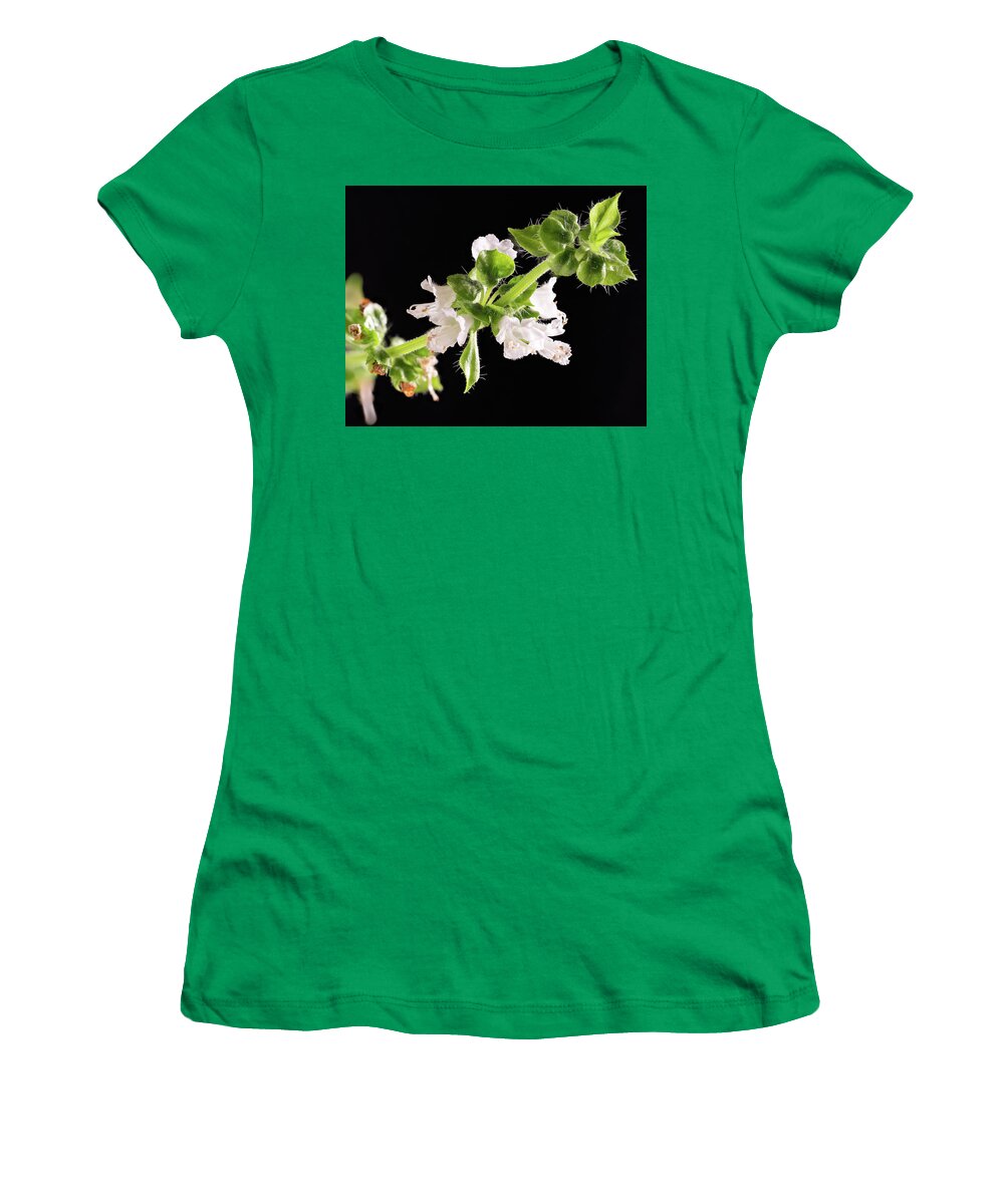Macro Women's T-Shirt featuring the photograph Basil Bloom by Steven Nelson