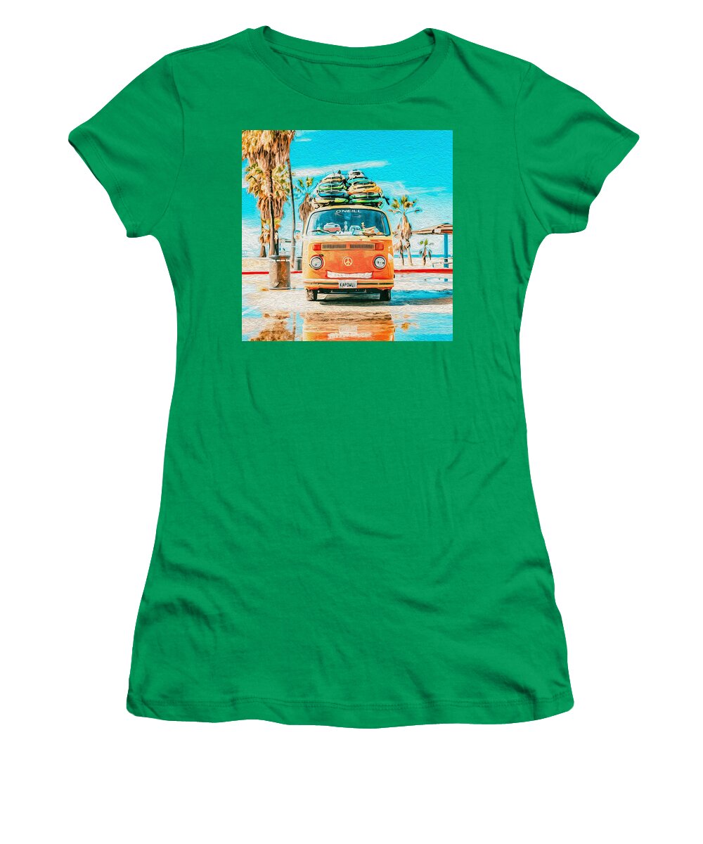 Beach Women's T-Shirt featuring the painting Beach Fun by Teresa Trotter