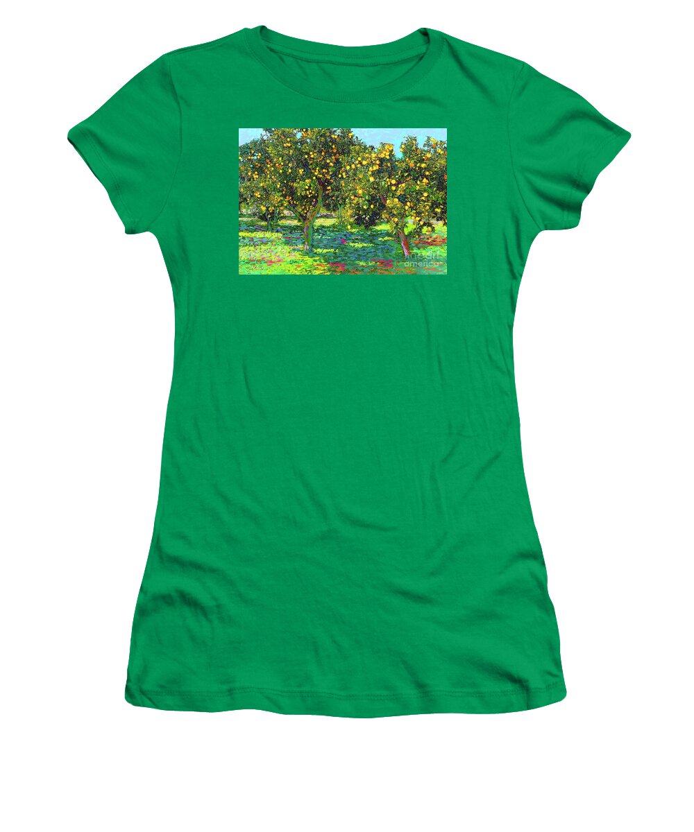 Landscape Women's T-Shirt featuring the painting Beautiful Lemon Grove by Jane Small