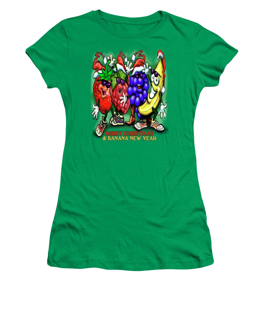 Christmas Women's T-Shirt featuring the digital art Berry Christmas and a Banana New Year by Kevin Middleton