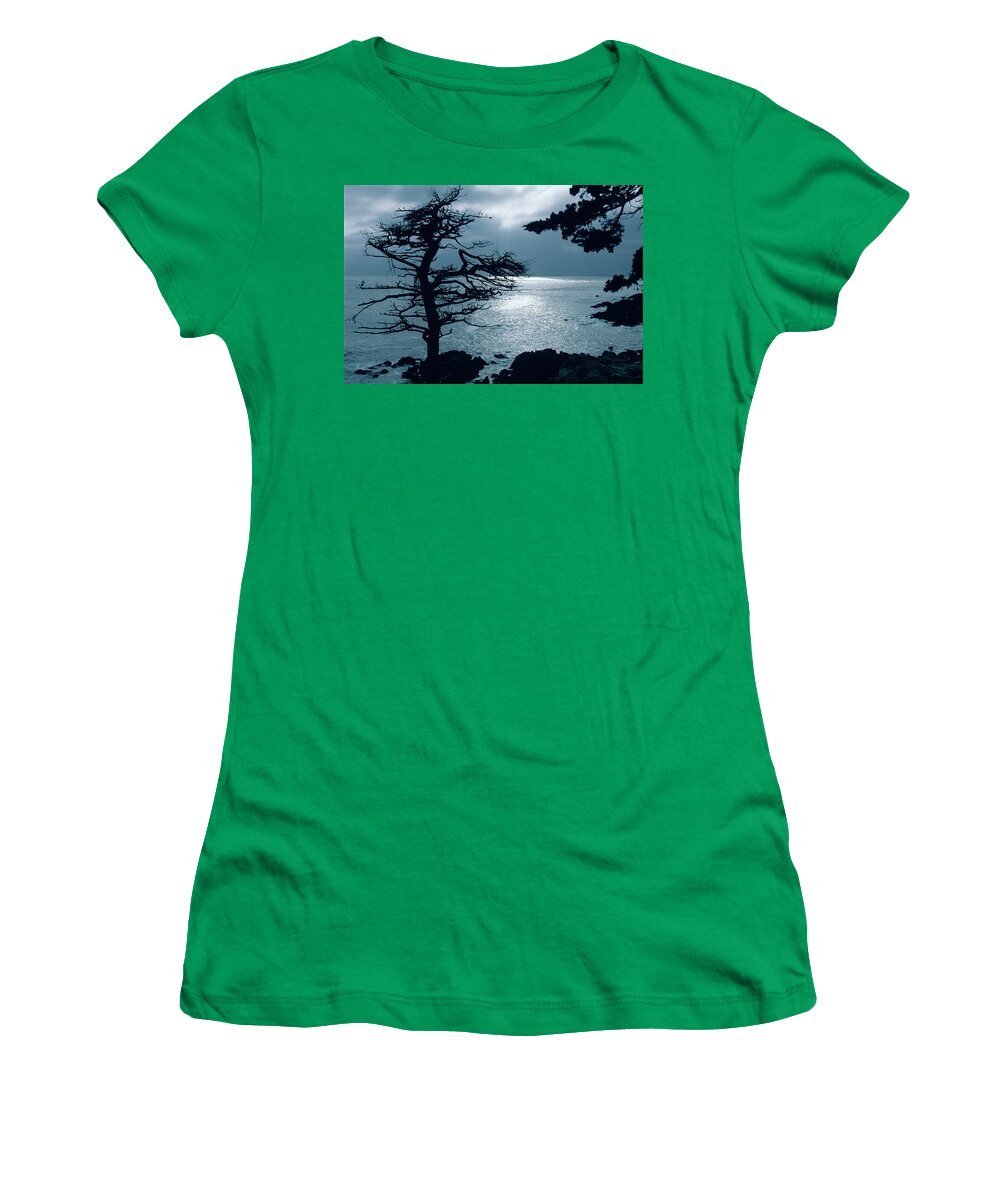 Lone Cypress Women's T-Shirt featuring the photograph Lone Cypress - Silhouette - Big Sur - Monterey - California. by Bonnie Colgan