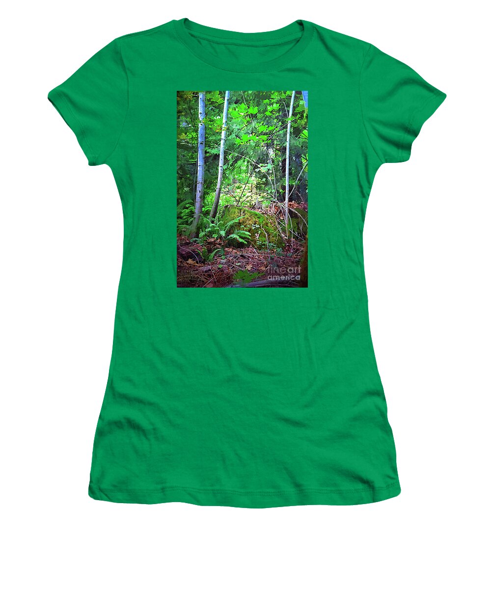 Forest Women's T-Shirt featuring the digital art Birch Trees by Kirt Tisdale