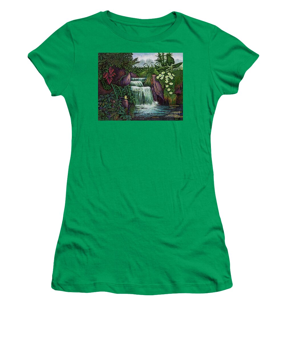 Finch Women's T-Shirt featuring the painting Bird in Paradise 3 by Michael Frank
