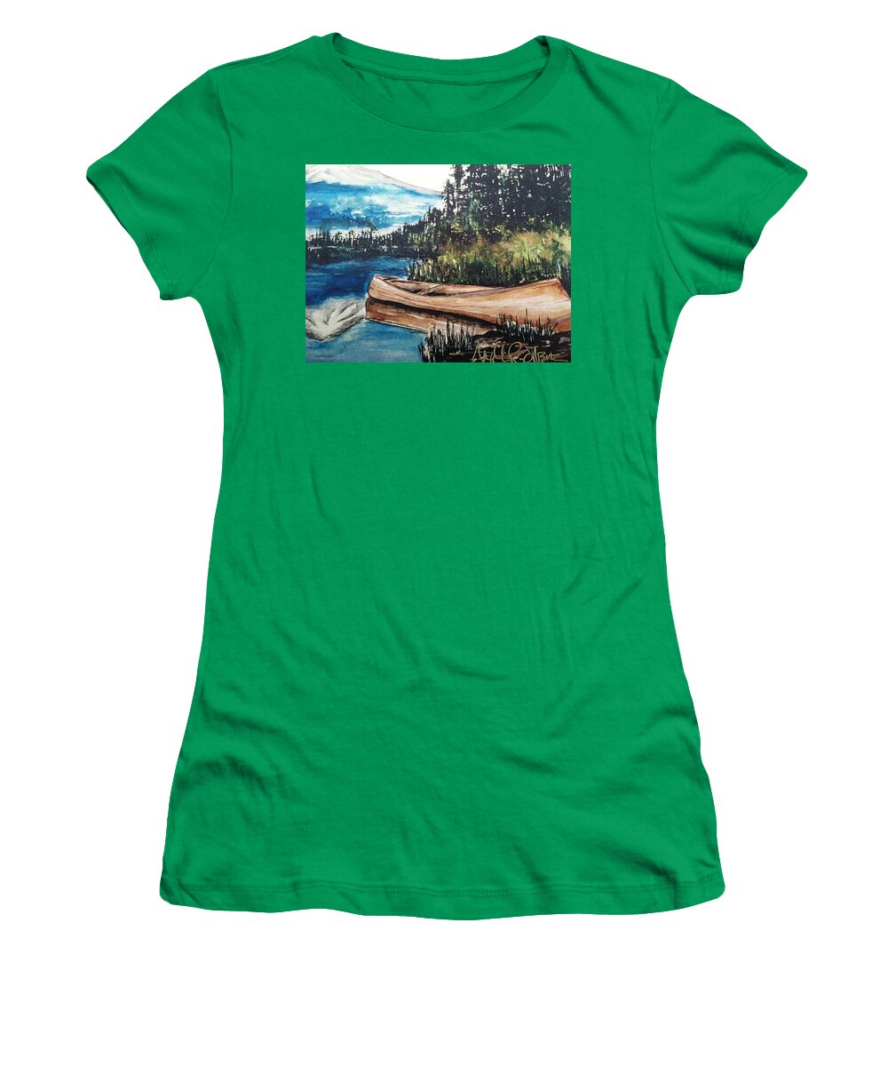  Women's T-Shirt featuring the painting Boat by Angie ONeal
