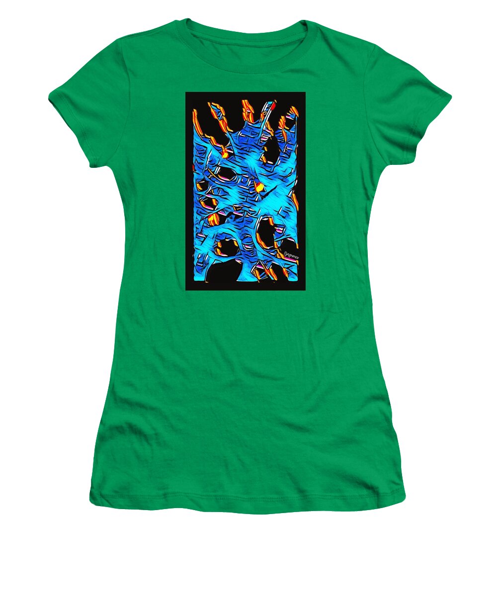 Butterfly Women's T-Shirt featuring the digital art Butterfly blues by Ljev Rjadcenko