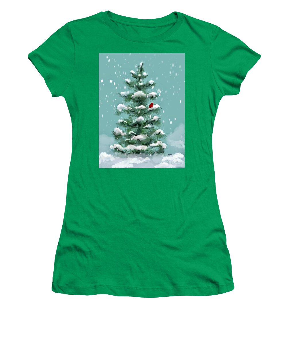 Bird Women's T-Shirt featuring the digital art Cardinal Christmas by Mafalda Cento